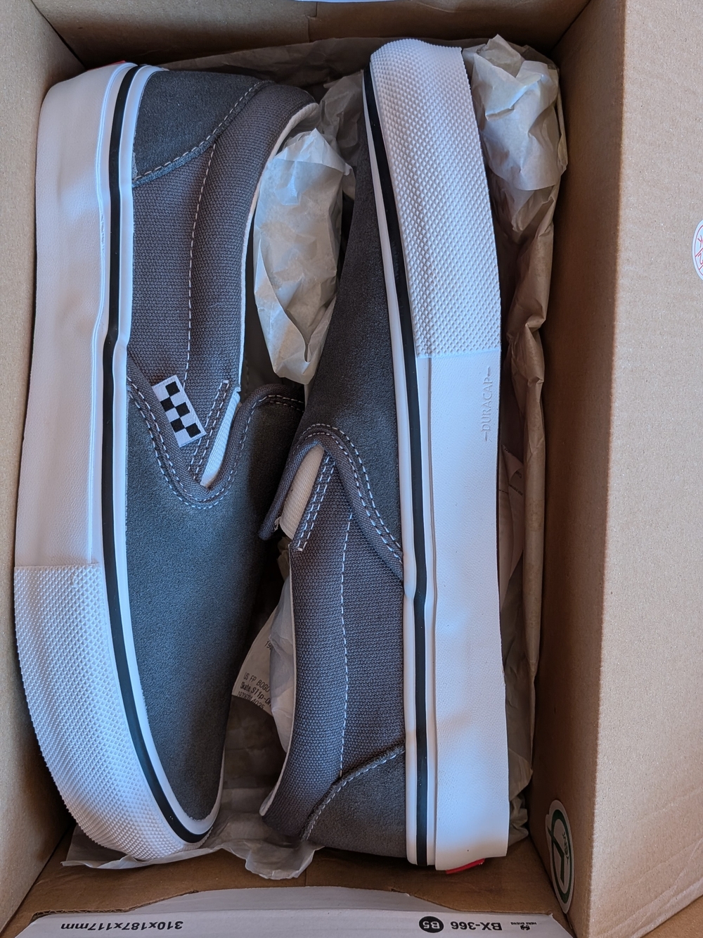 Vans Gray Slip-On Canvas Loafers with Checker Tab